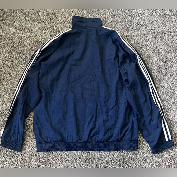 Rare Vintage D8 F182 Adidas Blue and White Striped Zip Up Windbreaker Jacket NWT - Picture 2 of 9